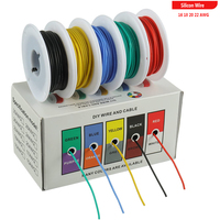 Flexible Silicon Wire Guage Electric Wire Tinned Copper Hook up Wire Kit 16 18 20 22 26 AWG Cable 5 Colors For LED Light Battery
