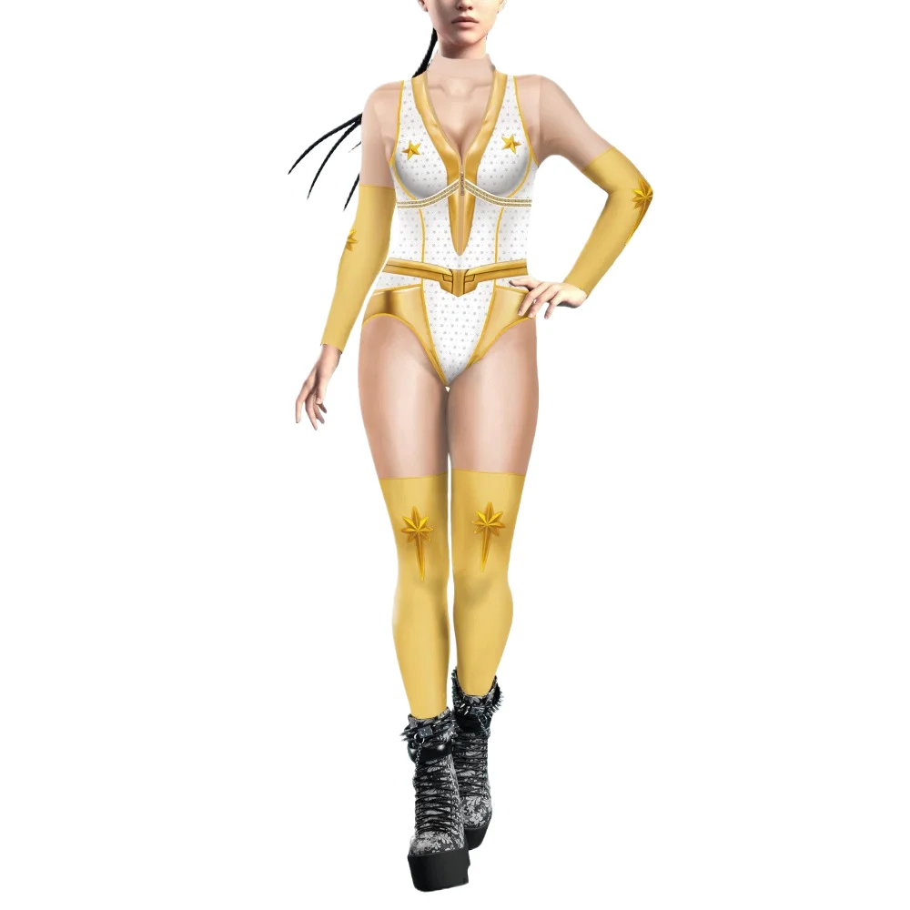 

2025 New Adult Women Fashion Sexy 3d Digital Printing Cyberpunk Bodysuit Halloween Festival Party Stage Role Playing Costume Set