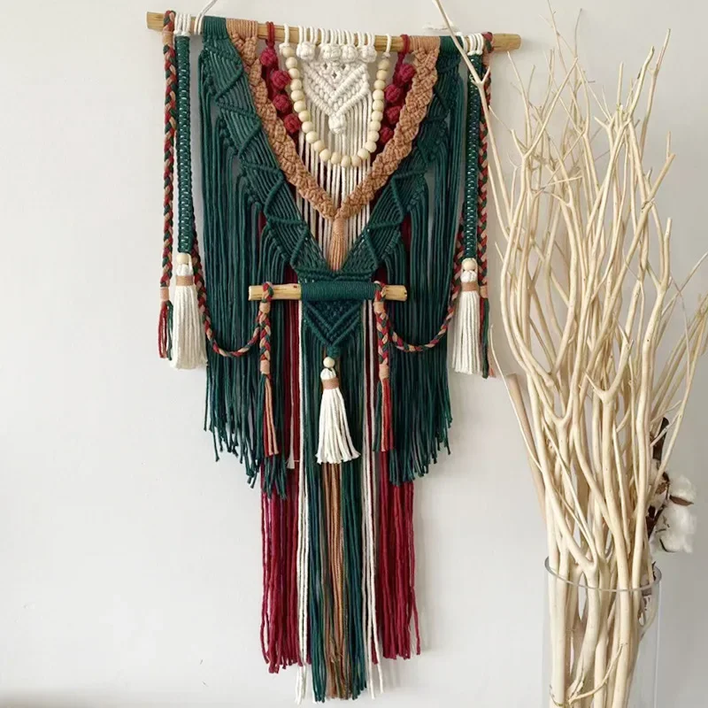 Nordic fringed tapestry hand-woven bed and breakfast decoration bedside entrance art pendant Bohemian living room tapestry