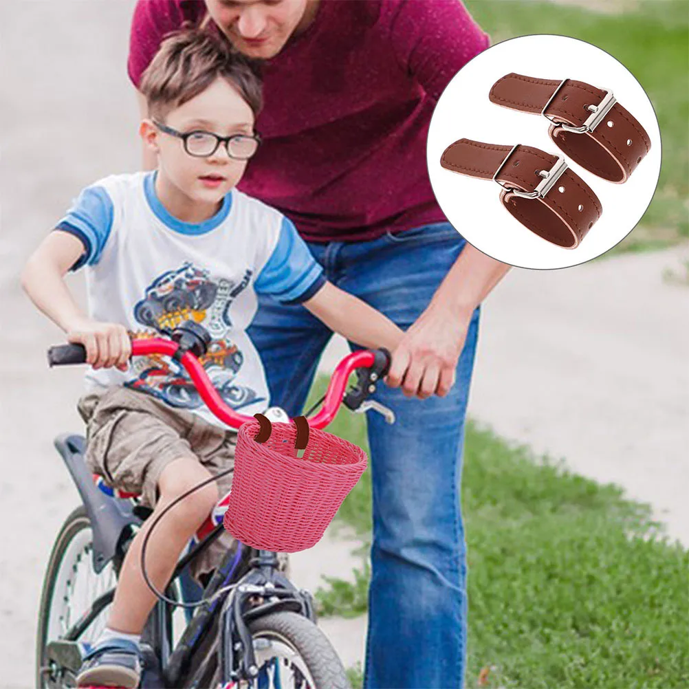 

4Pcs Kids Bike Basket Straps Adjustable Handlebar Bicycle Accessories Sturdy PU Buckle Basket Attachment for Travel