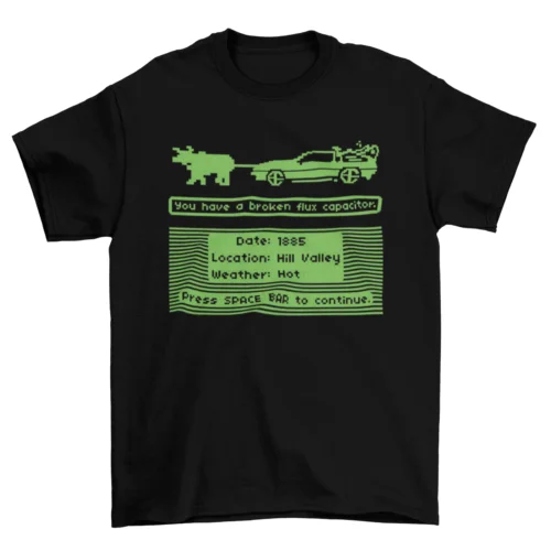 

Oregon Trail Delorean Back To The Future T-Shirt Unisex Adult Funny Sizes Game