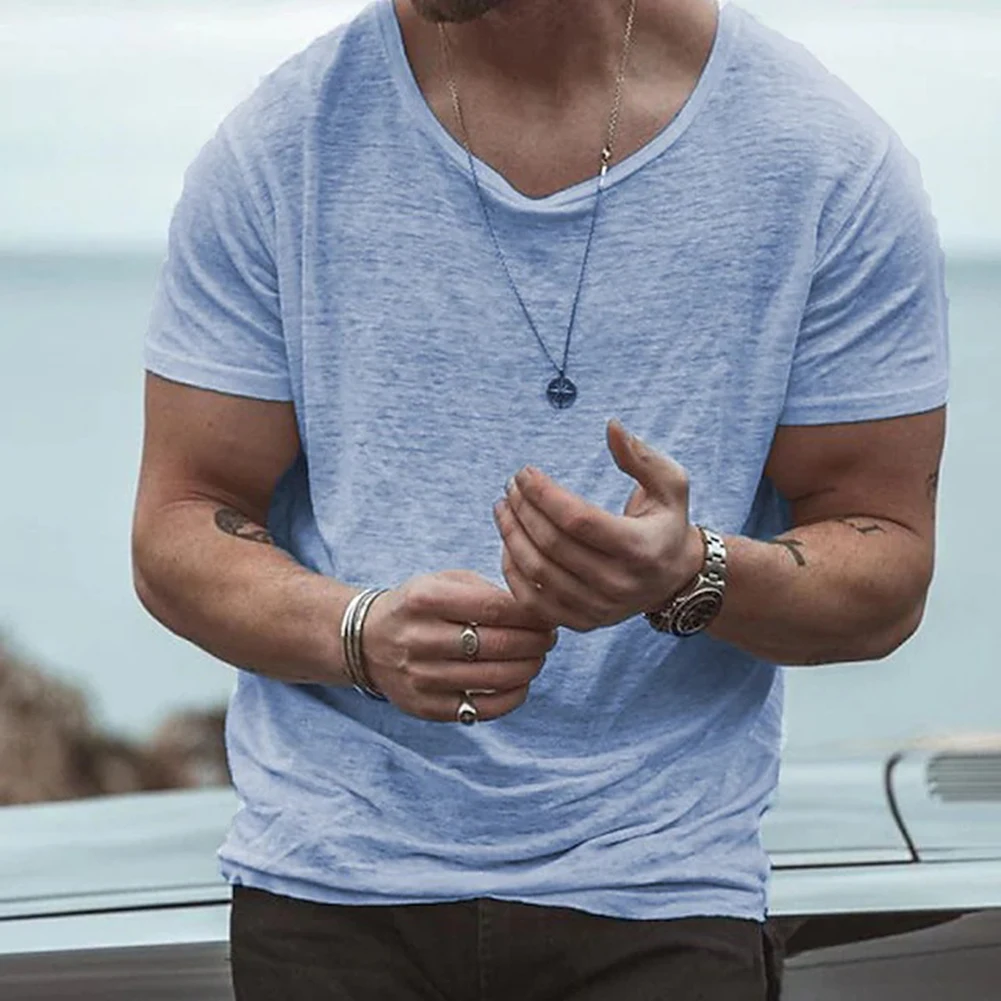 Brand New High Quality T Shirt Tees Casual Daily Fashion Holiday Loose Male O Neck Short Sleeve Slight Stretch