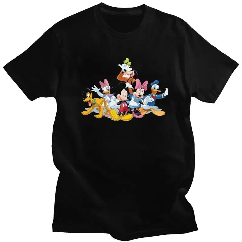 Funny Mickey Mouse Minnie Collage T Shirts Men Short Sleeved T-shirt Summer Tee Tops Cotton Oversized Tshirts Gift