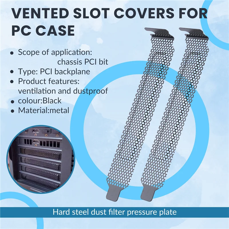 

20 шт., крышка слота для PCI, твердая стальная заглушка для пылевого фильтра, вентилируемые крышки слотов для компьютерных чехлов с 20 винтами