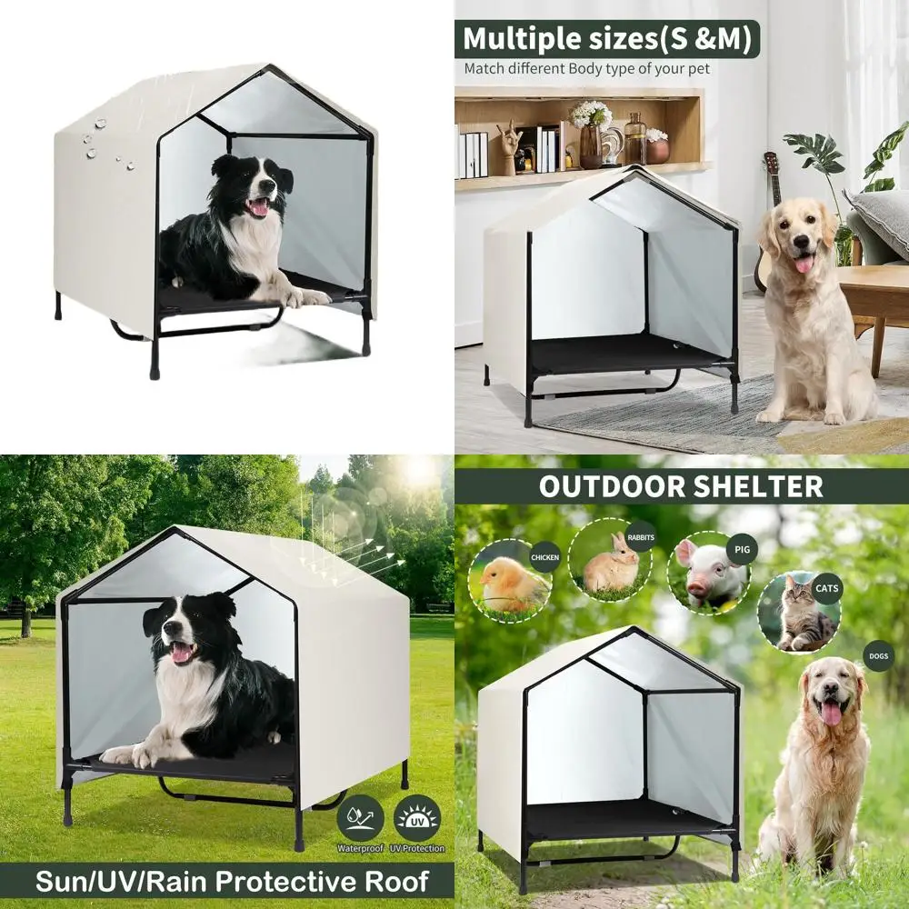 

Elevated Waterproof Outdoor Dog Bed with Canopy for Medium to Large Dogs, Shelter Tent (30 x 25)