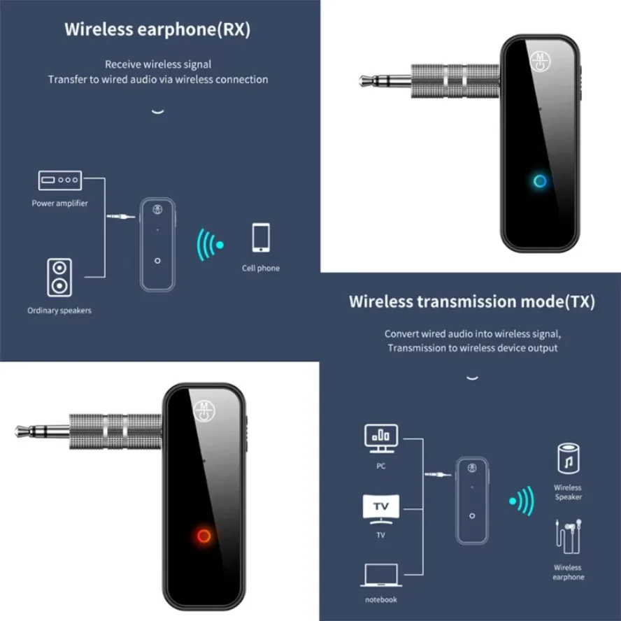 Immagine 7: Ricevitore e Trasmettitore Bluetooth 5.0 Wireless, Adattatore AUX per Auto, Amplificatore Audio Stereo per TV e Auto