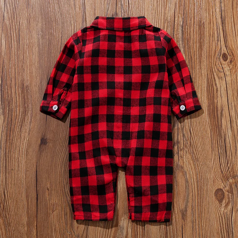 Spring and Autumn Long Sleeves Boys And Girls Literary Style Checkered Shirt Casual Comfortable Short Sleeve Baby Bodysuit