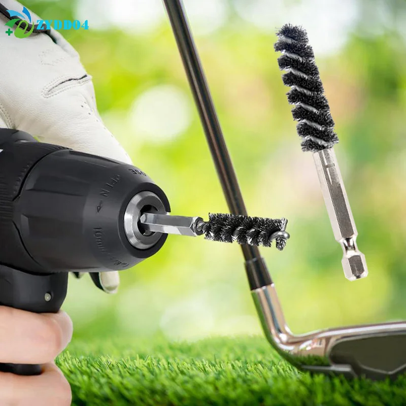 ●Golf Clubs Head Hosel Brush Electric Drill Wire Brush Hexagonal Rod Golf Iron Head Rust Remover Brush Golf Club Cleaning Polish