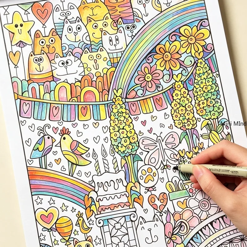 A Graffiti Monster Copying Line Coloring Book Cartoon Graffiti Coloring Page Adult Stress Relieving and Relaxing Drawing Book