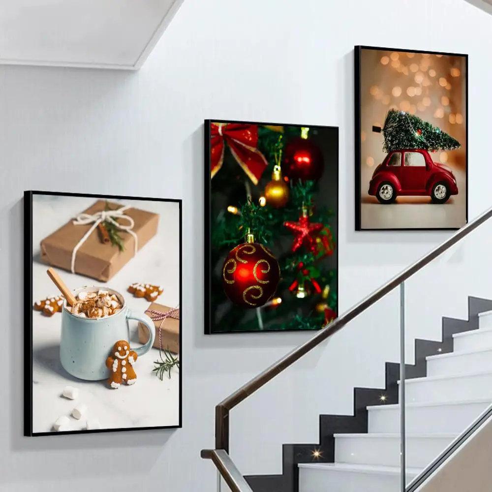 Christmas Cartoon Poster Self-adhesive Art Poster Whitepaper Prints Posters Artwork Aesthetic Art Wall Painting