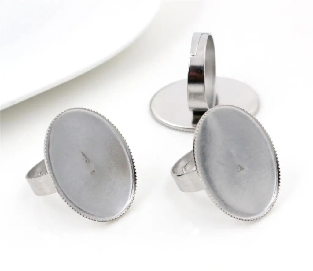 18x25mm 13x18mm 10pcs/Lot No Fade Stainless Steel Adjustable Ring Settings Blank/Base,Fit Oval Glass Cabochons
