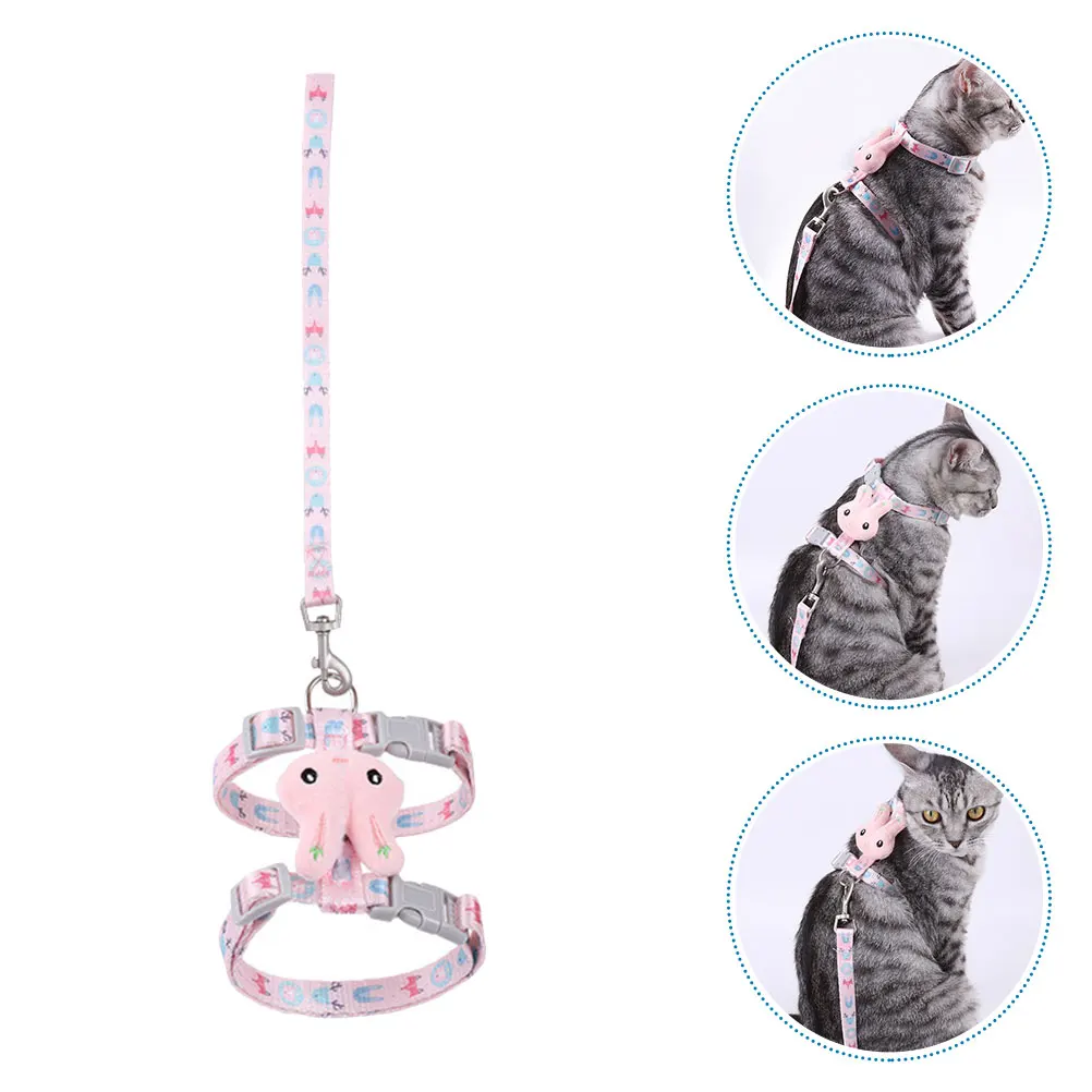 

1 set 1 Set Of Cat Leash Harness Set Adjustable Escape-Proof Vest Rabbit Pattern Breathable Outdoor Kitten Rope Pet Supplies Cat