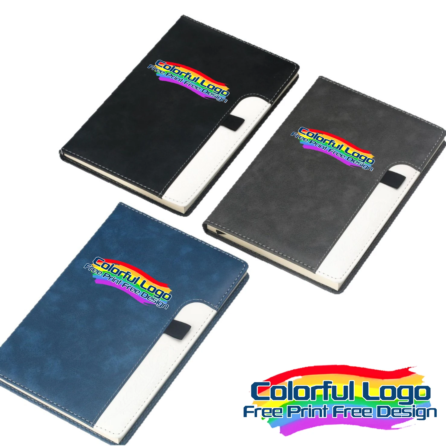 A5 Business Gift PU Leather Office Notebook Customized LOGO Printing Schedule Notepad Stationery for Students Diary Handbook