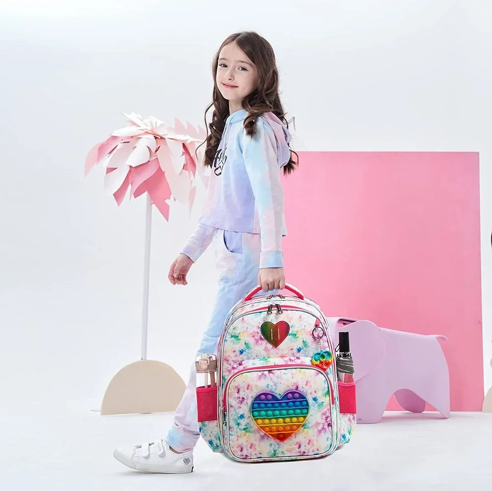 Bikab School Bags 3 in 1 Kids Bags for Girls Kawaii Backpack Waterproof Children School Bags for Girl 16\