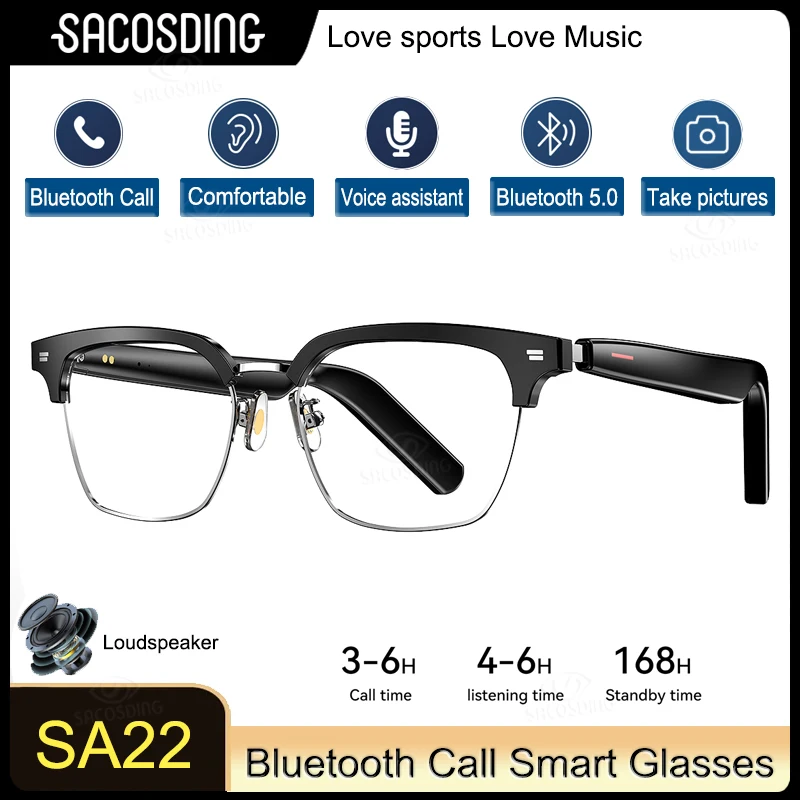 Gafas de sol polarizadas para deportes inteligentes, gafas con Audio, Bluetooth, asistente de voz, escuchar música, antiazul