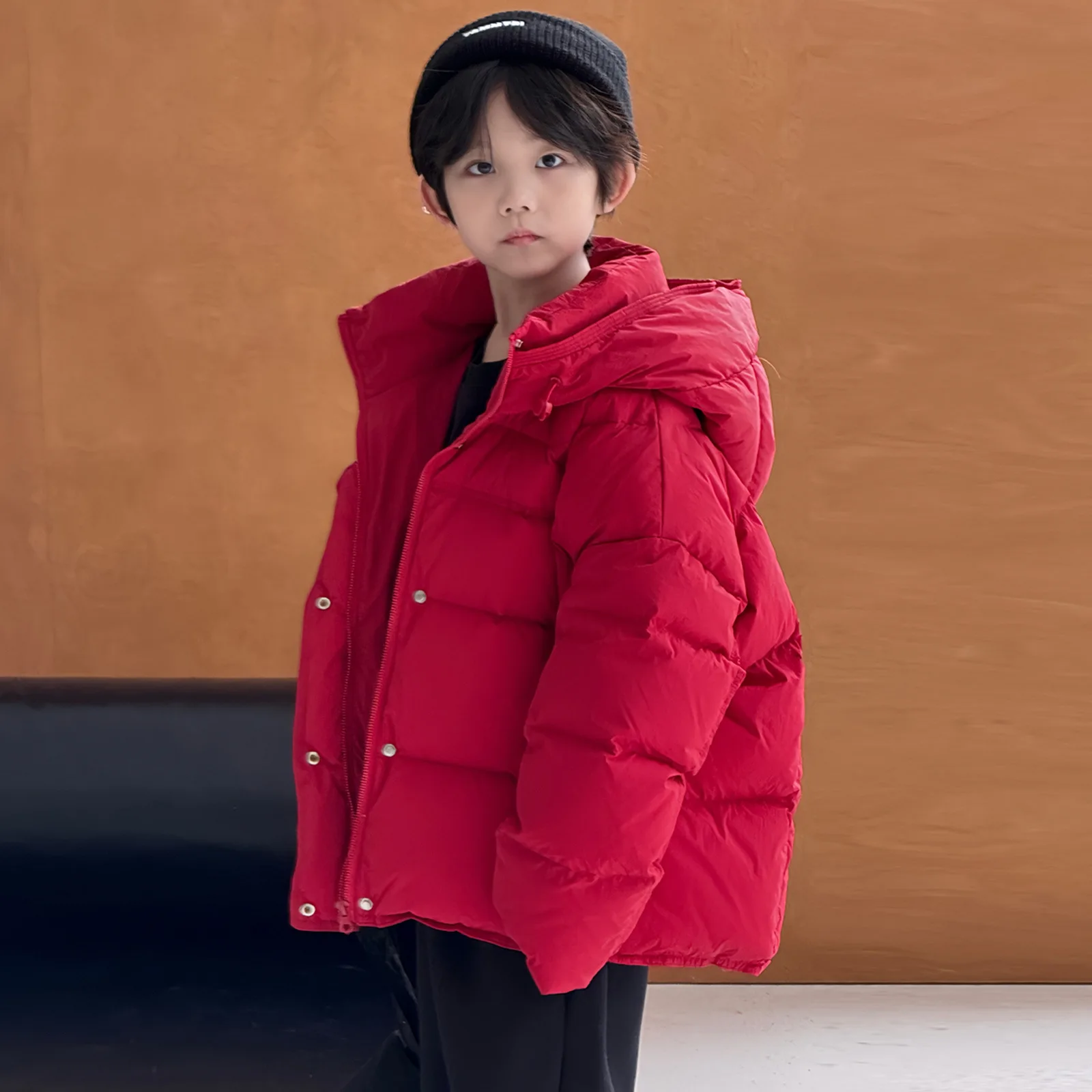 

Children's down jacket Korean version 2025 winter new boys and girls in large children thickened hooded white duck down jacket