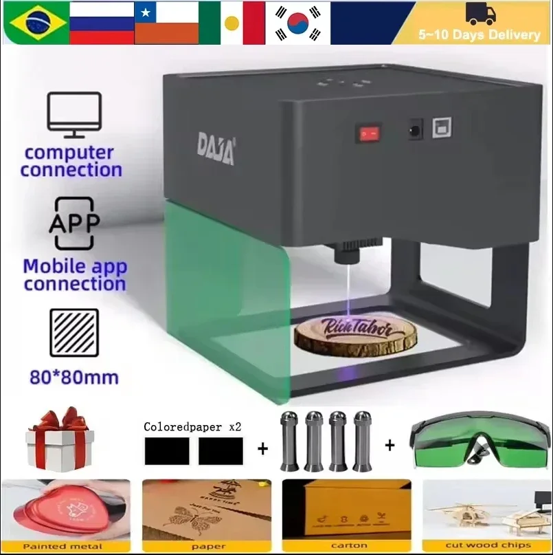 DAJA Laser Engraver CNC DIY DJ6 Laser Engraving Machine 3000mw Fast Mini Logo Mark Printer Laser Cutter Woodworking Wood Plastic