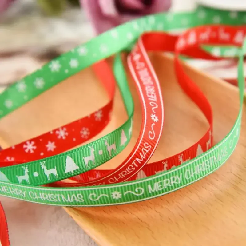 10-25yards Christmas Ribbon Printed Christmas Polyester Ribbon For Handmade Design Christmas Decoration Gift Packing