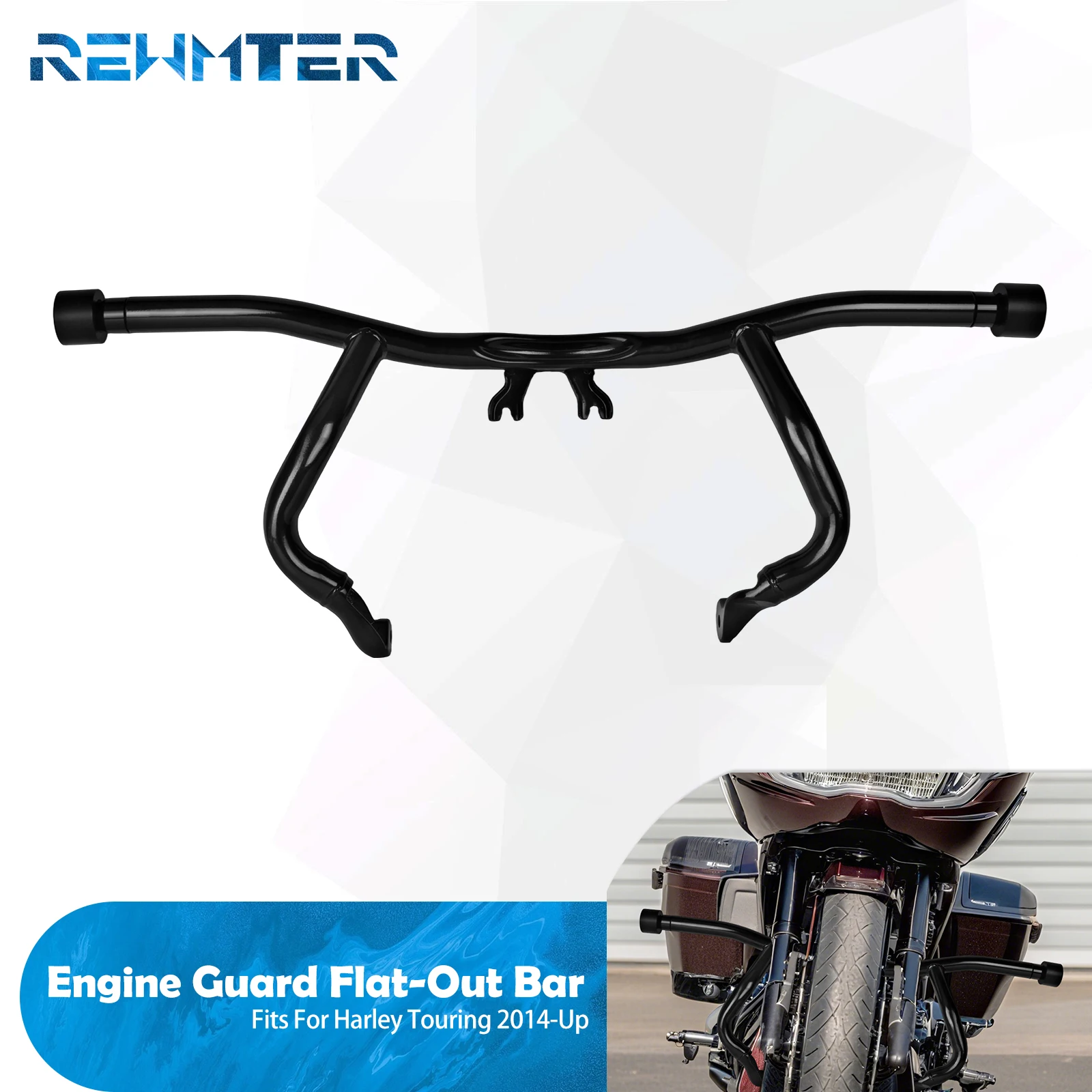 Motorcycle Engine Crash Bar Front Flat-Out Highway Guard Falling Protection For Harley Touring Street Road Glide Road King 14-Up