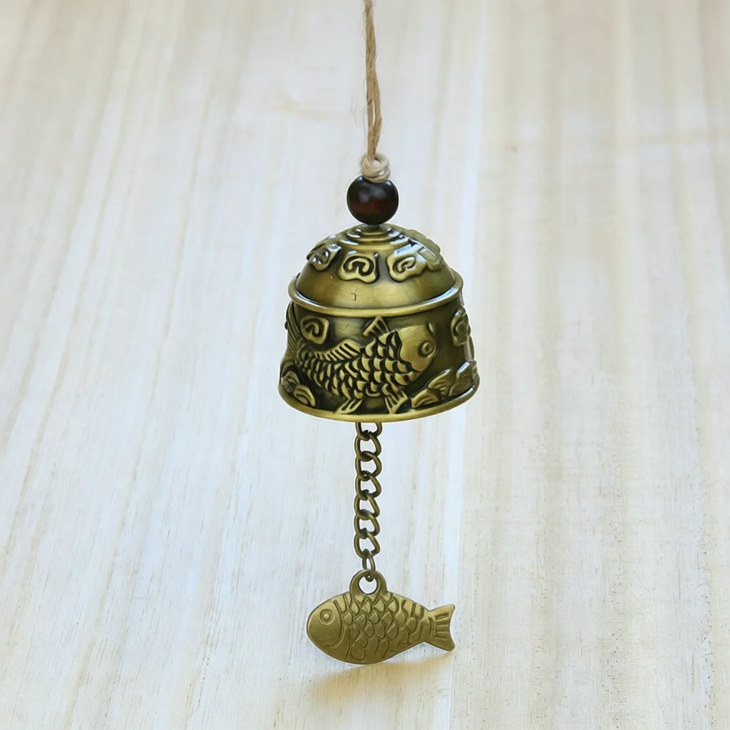 Retro Metal Craft Wind Chime Antique Style Car Rearview Mirror Pendant Lucky Charm Auspicious Symbol Home Ornament Gift