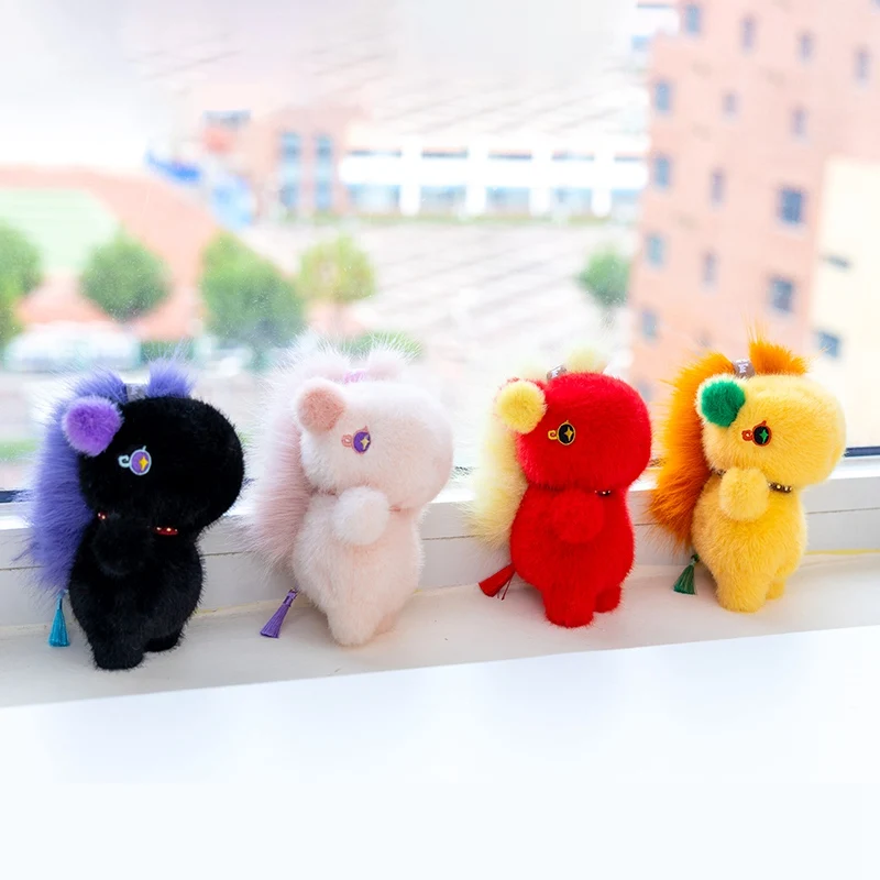 ตุ๊กตาสัตว์การ์ตูนม้า 13 ซม. สีเหลือง ดำ ชมพู แดง ตุ๊กตาโพนี่นำโชค ของเล่นตุ๊กตาขนนุ่ม พวงกุญแจ ของตกแต่งกระเป๋าเป้ ของขวัญสำหรับเด็ก