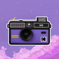 Classics 135 Kodak I60 Fool Film Camera Retro Film Camera Idiot Machine Non-Disposable Camera Strap Flash （Yellow and Purple）