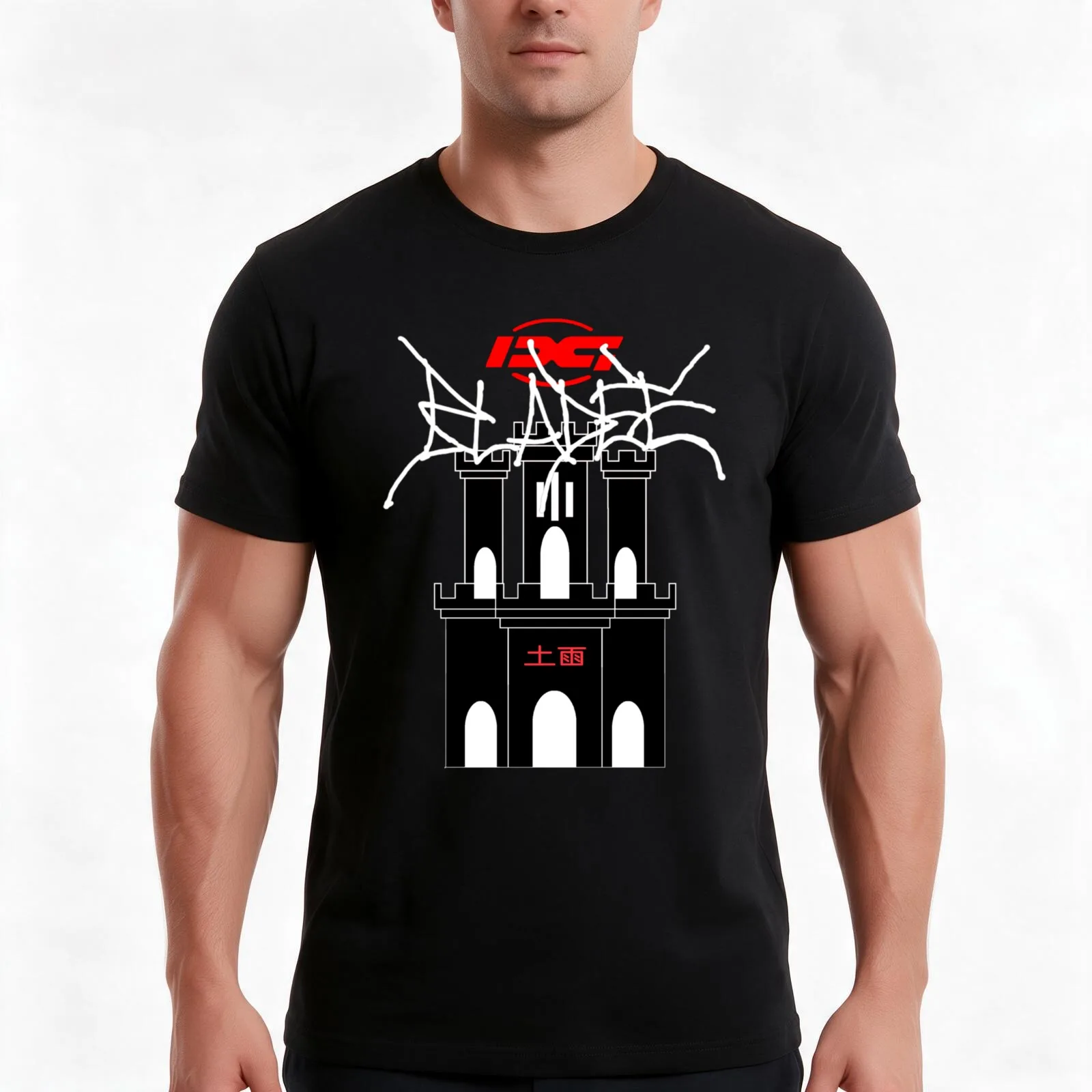 Bladee Drain Gang Red Light Castle logo T-Shirt, Summer Casual Cotton Tee, Oversized Streetwear Tops, Vintage Graphic Print