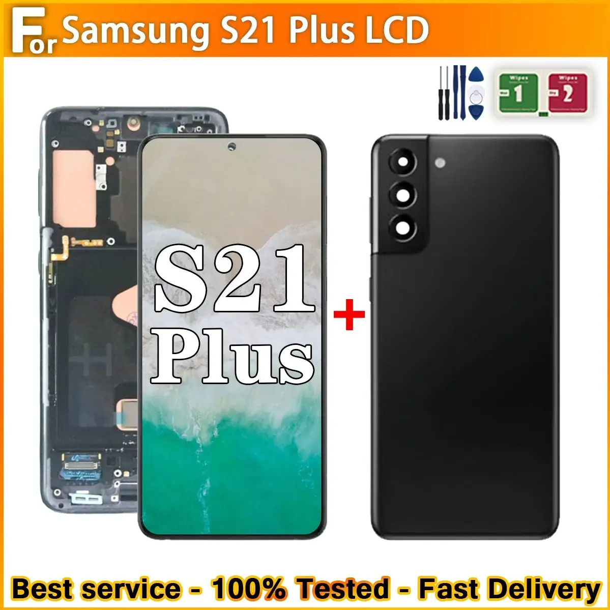 Super OLED With Frame For Samsung Galaxy  S21+ G996F S21Plus G996 G9960 G996U Display Touch Screen Digitizer +With Black Cover