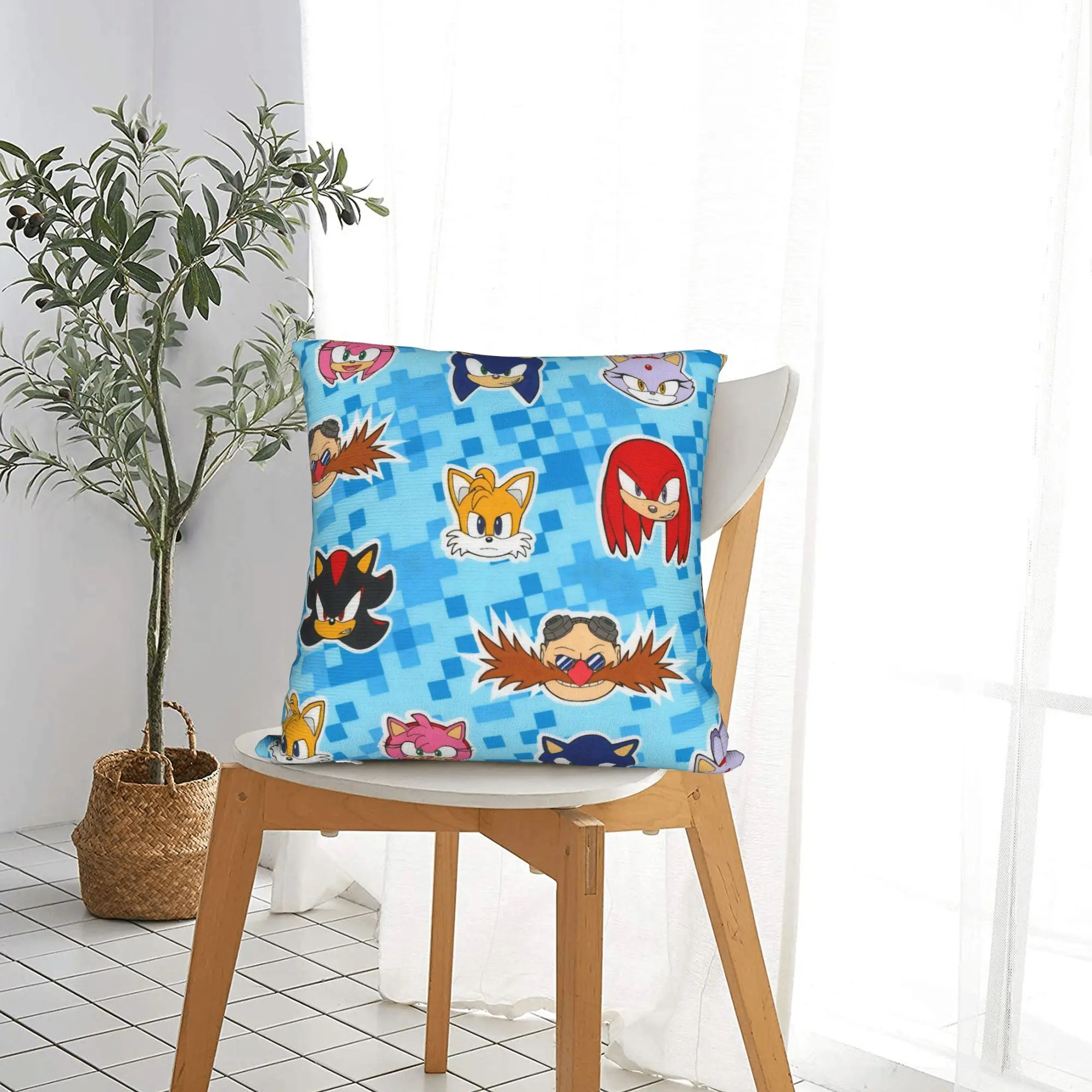 Soniced Games Square Pillow Cases Cartoon  Cushion Covers Fashion Zippered Decor Pillowcase for Home 18" - view 2