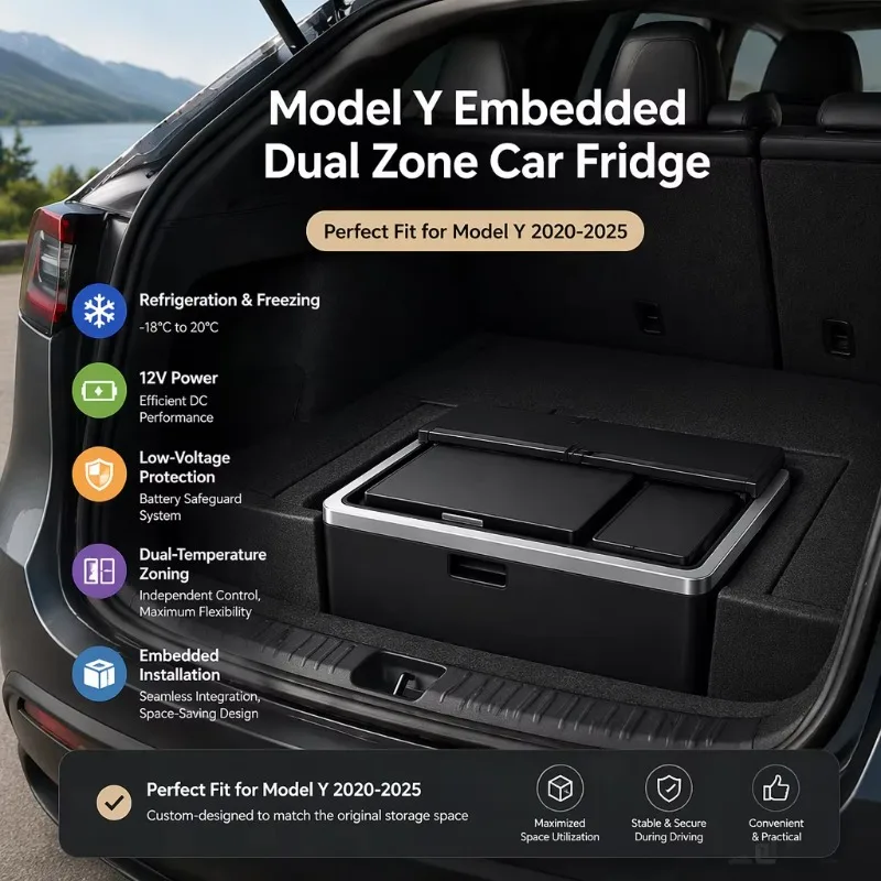 35L Dual Zone Embedded Car Fridge for Model Y