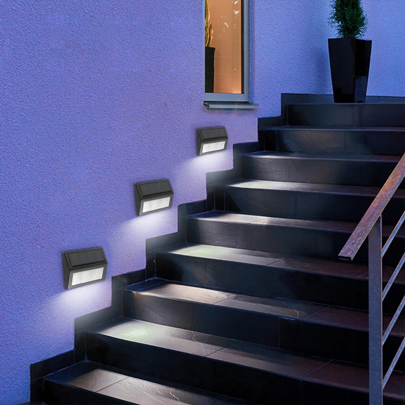 6 LED Solar Stair Lamp Outdoor Waterproof Solar Deck Light Garden Pathway Yard Patio Fence Steps Lights Wall Lamp Energy Saving