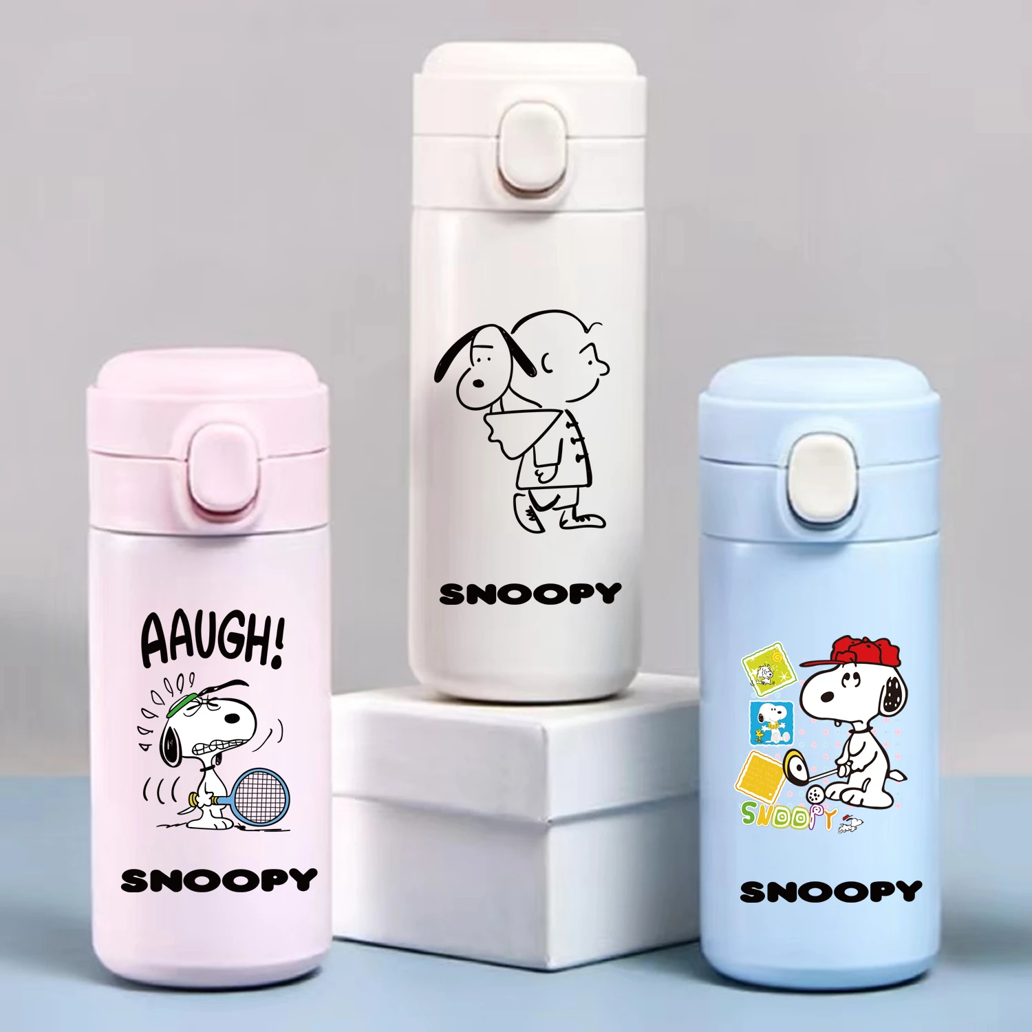 320/420Ml Snoopy Roestvrijstalen Waterbeker Vacuüm Thermos Beker Reizen Draagbare Cartoon Kinderen Drinkbeker Sport Water Botle