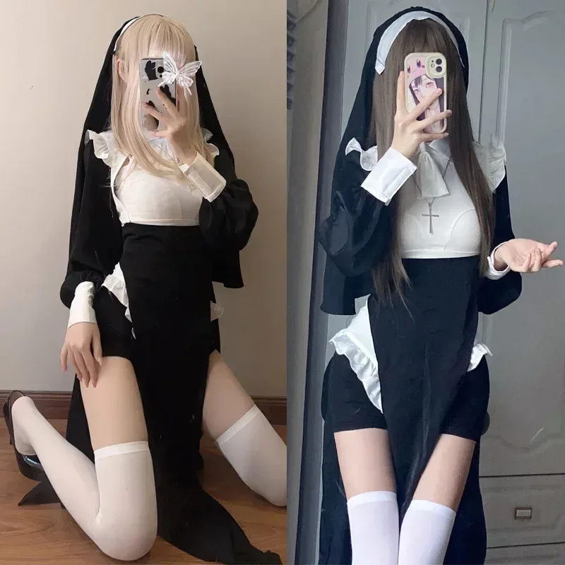 Anime - Halloween Party - Costume Adult Nun Dress Black Fancy Role-playinga;3,v'5.t;8,