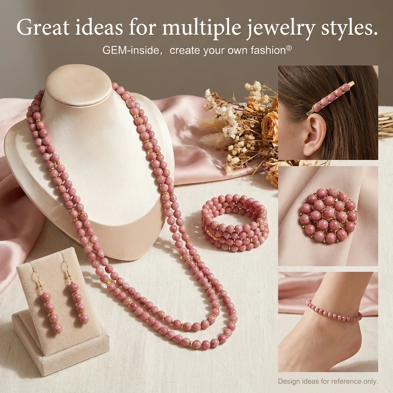 Natural Stone Red Rhodonite Round Beads For Jewelry Making Strand 15\