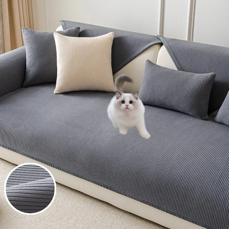 

1PC Soft Plush Sofa Seat Covers for Fall Winter Universal Non-slip Slipcovers for Armrest Sofa Solid Color Couch Pad Home Decor