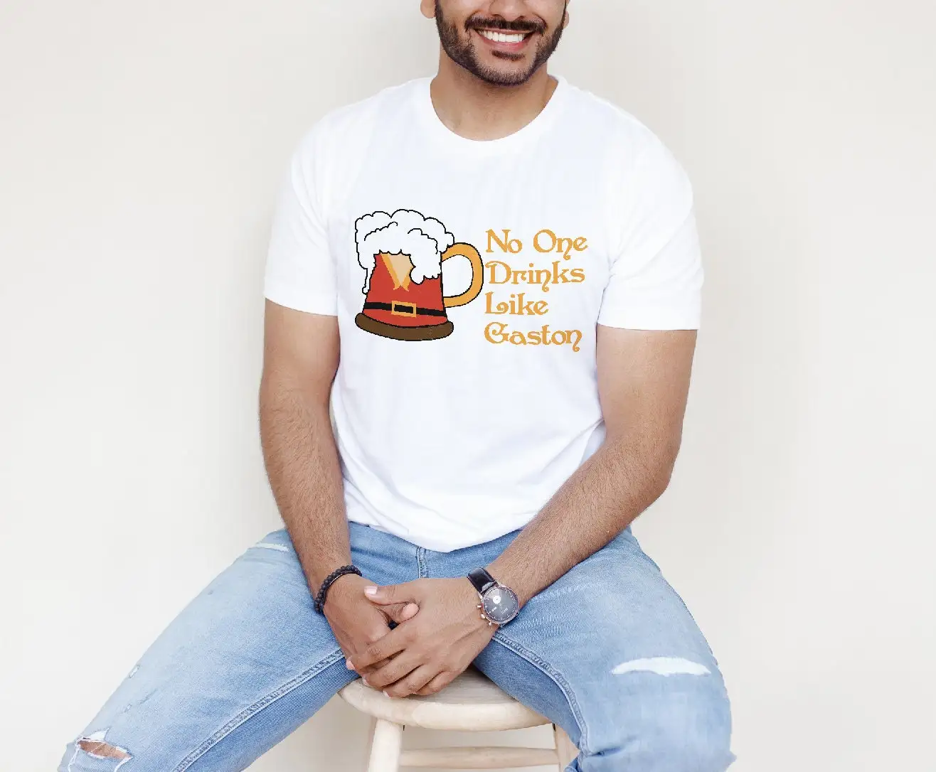 No One Drinks Like Gaston Bella Canvas Jersey T Shirt