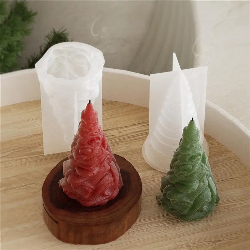 Molde de silicona de yeso aromático con forma de árbol de Navidad de ondas de Donut DIY, soporte de vela, adorno, molde de resina epoxi, regalo de Navidad