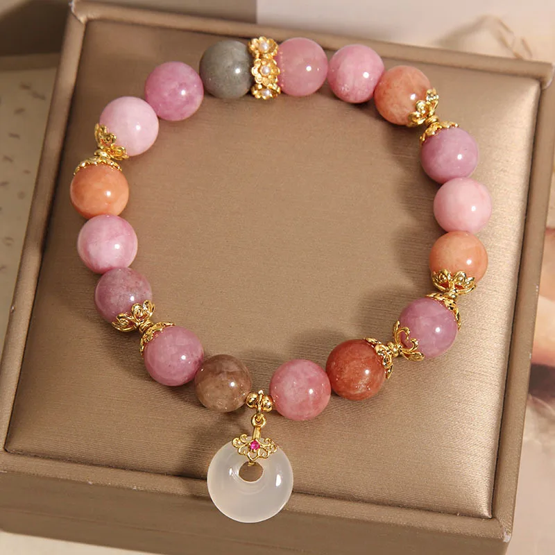 Exquisite Macaron Tourmaline Bracelet Female Instagram Influencer Retroluxury Safety Buckle Pendant Accessory Gift