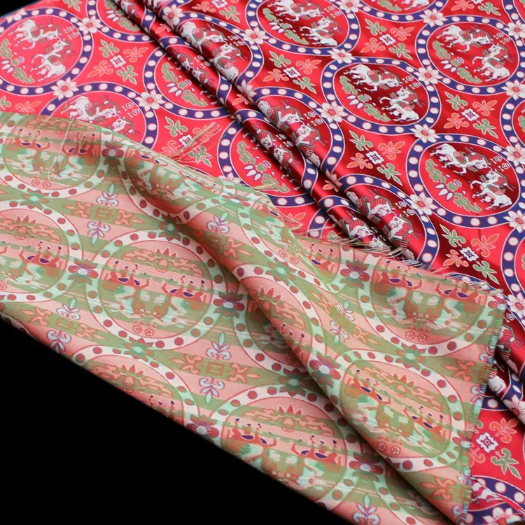 Shu Jin Fabric Brocade Cloth Beading Horse Pattern Recovery Clothing Fashion F Hanfu Fabric Customization