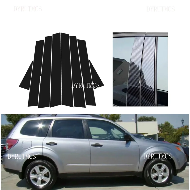 

Fit For Subaru Forester SH MK3 2008 2009-2012 Glossy Black Silver Carbon Pillar Post Door Window Column BC Trim Sticker Cover