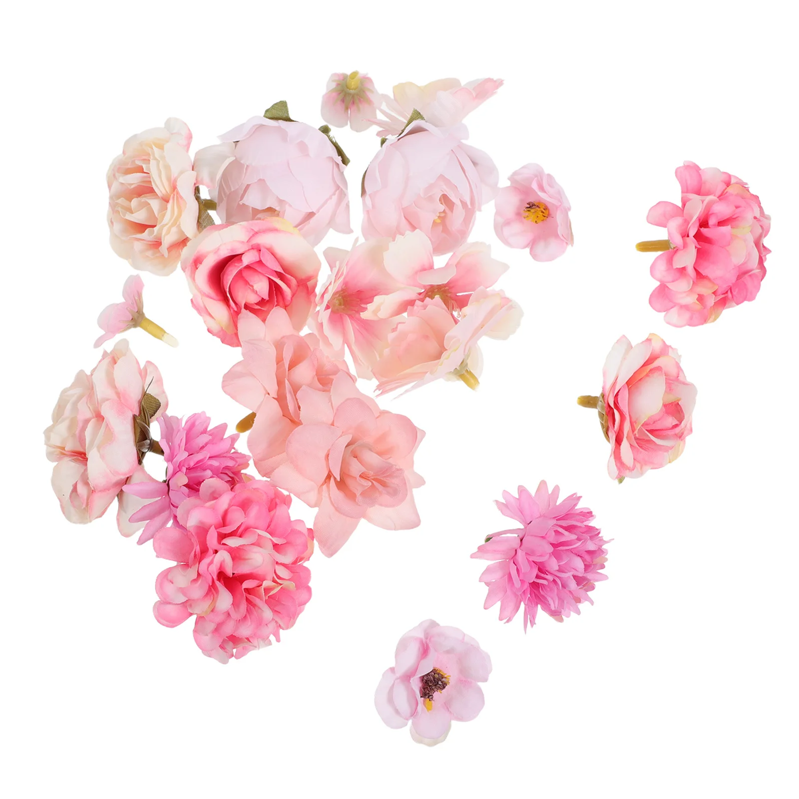 

20Pcs Mini Silk Fake Flowers Purple Pink Artificial Peony Rose Daisy Heads for Home Decor Craft Wedding Graduation Cap Cake