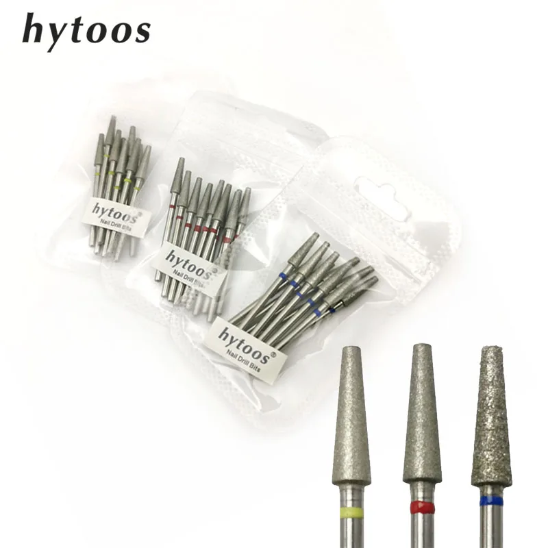 

HYTOOS 10pcs/pack 4*13mm Tapered Diamond Cuticle Bit 3/32 Nail Drill Bits Manicure Drills Nails Accessories Tools