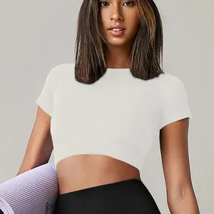 Nahtloses Kurzarm -Yoga -Hemd für Frauen, Sport -T -Shirts, Fitness -Kleidungs -Gymnasium, Laufen und aktive Verschleiß 8 Hauptverkäufe t -Shirt Farol - №6