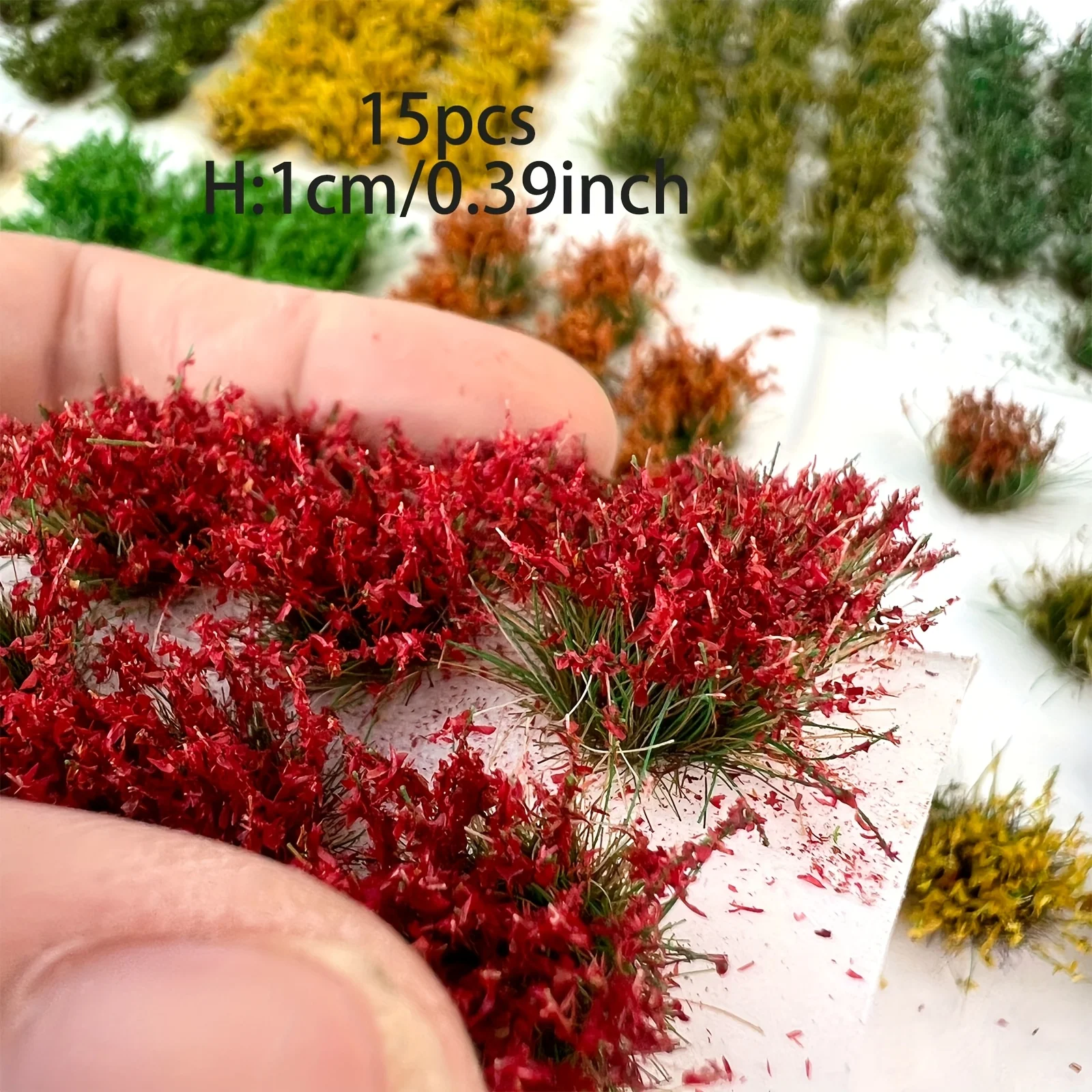 15 Piezas de Hierba Estática en Miniatura, Altura 10mm, Plantas para Modelismo de Terreno, Materiales de Arquitectura para Maquetas de Trenes Militares
