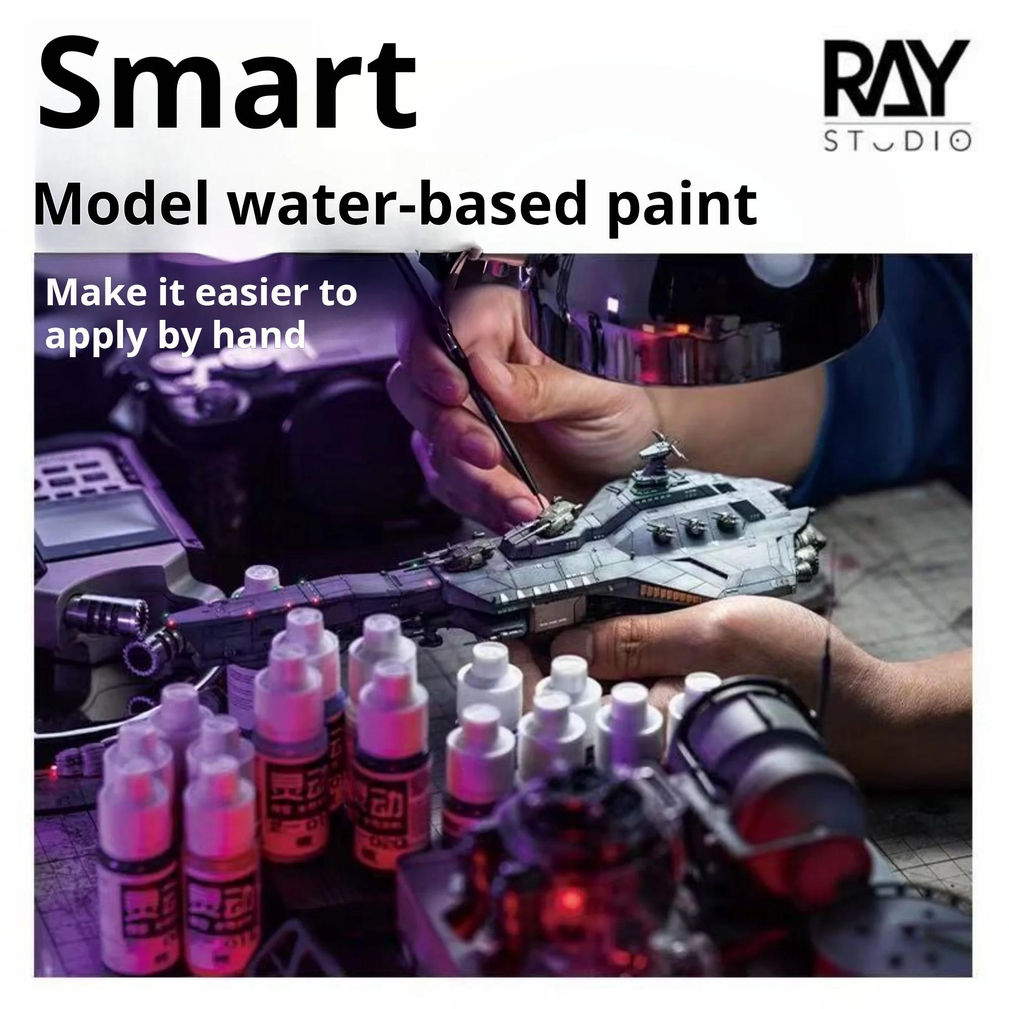 RAYSTUDIO 6ML/18ML Model Coloring 12-Bottle Acrylic Water-Based Paint Set for Gundam Scale Model DIY Hand Painting Pigment Tools