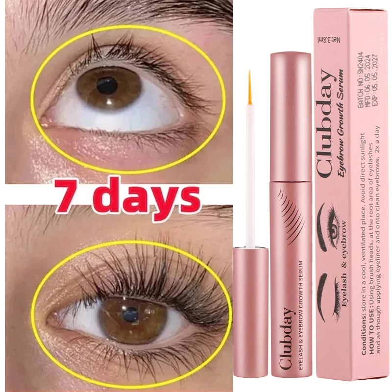 Sérum de croissance rapide des cils en 7 jours, rehausseur de cils naturel, plus long et plus complet, traitement des cils frisés, produits de soins pour les yeux, maquillage