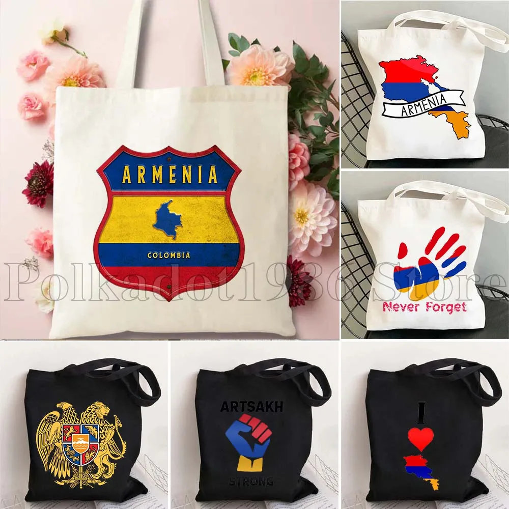 Escudo de armas de Columbia de Armenia, mapa del país, regalos de bandera, bolso de mano de lona duradero de gran capacidad, correas mejoradas, bolsos de mujer