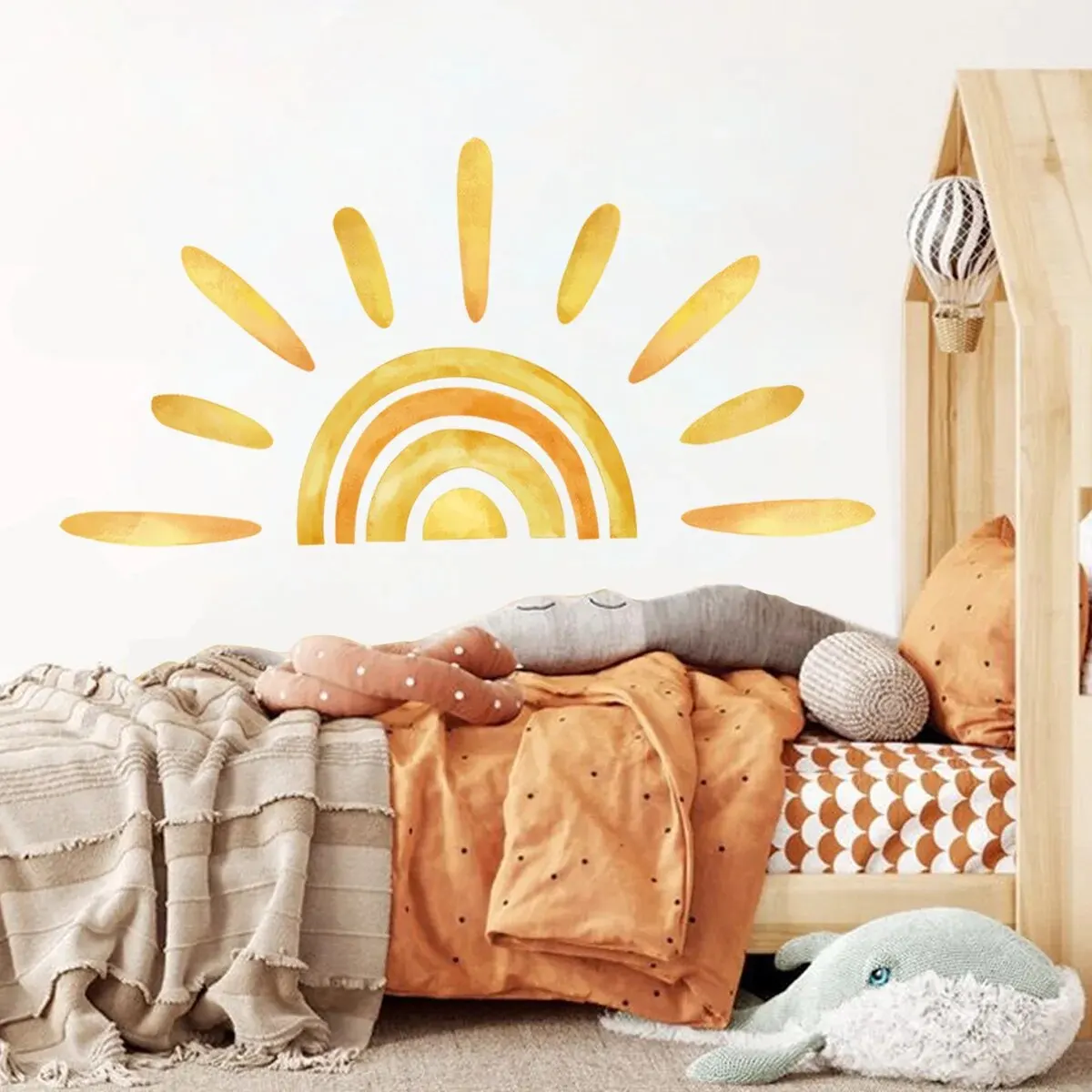 1PC Naklejka ścienna Sun Bohemian Style Materiał PVC Nadaje się do dekoracji pokoju dziecięcego i dekoracji domu