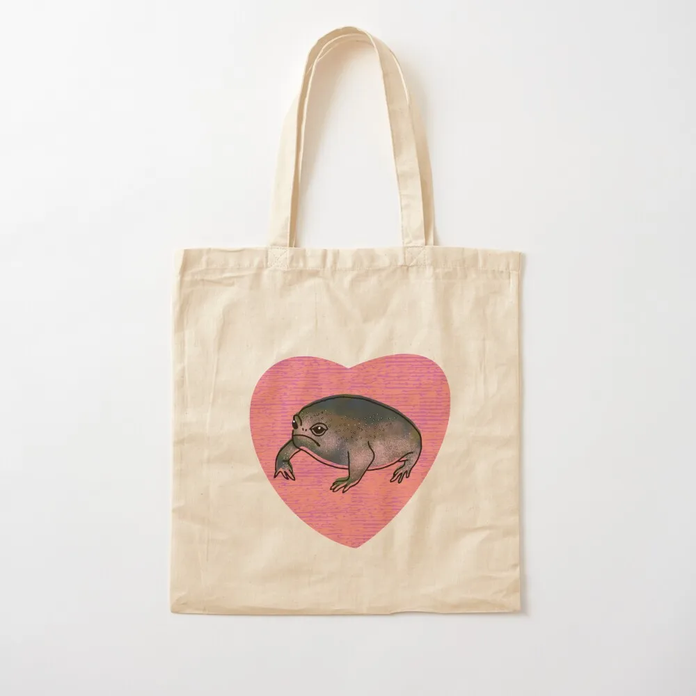 Cute Black Desert Rain Frog Love Heart Tote Bag tote bag men's bag luxury women Canvas Canvas Tote