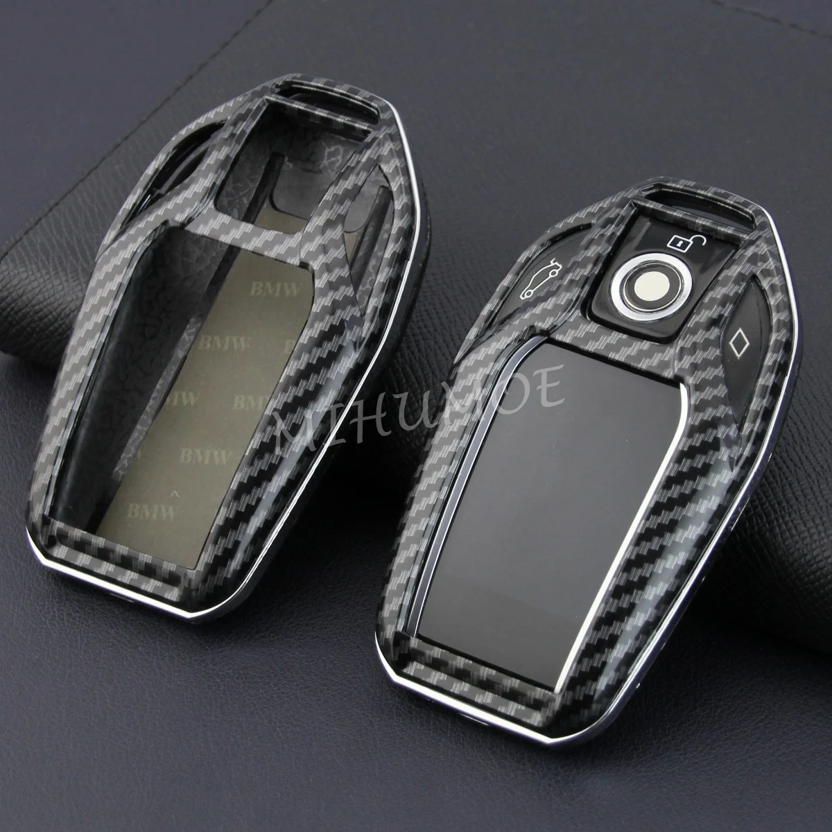 Voor Bmw 5 6 7 8 Series X 3X4X5X7G 30 G31 G32 G11 G12 G70 G01 G02 G05 G07 Koolstofvezel Lcd-Scherm Auto Sleutelhanger Hoes Ketting
